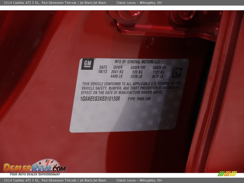 2014 Cadillac ATS 3.6L Red Obsession Tintcoat / Jet Black/Jet Black Photo #22
