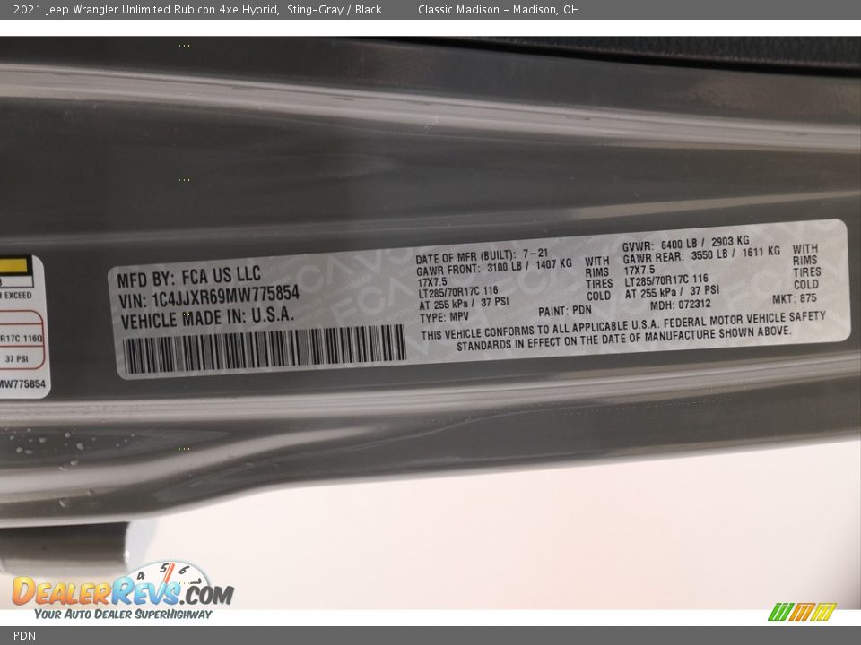 Jeep Color Code PDN Sting-Gray