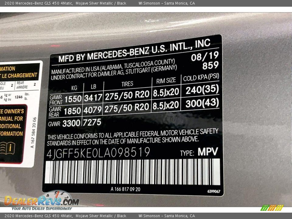 2020 Mercedes-Benz GLS 450 4Matic Mojave Silver Metallic / Black Photo #33