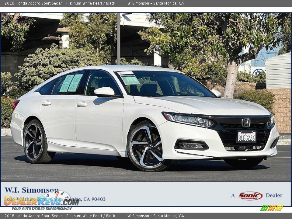 2018 Honda Accord Sport Sedan Platinum White Pearl / Black Photo #1