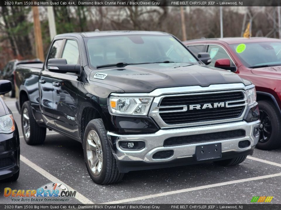 2020 Ram 1500 Big Horn Quad Cab 4x4 Diamond Black Crystal Pearl / Black/Diesel Gray Photo #3