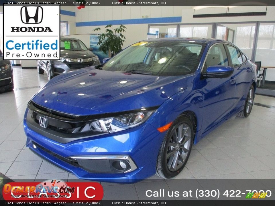 2021 Honda Civic EX Sedan Aegean Blue Metallic / Black Photo #1
