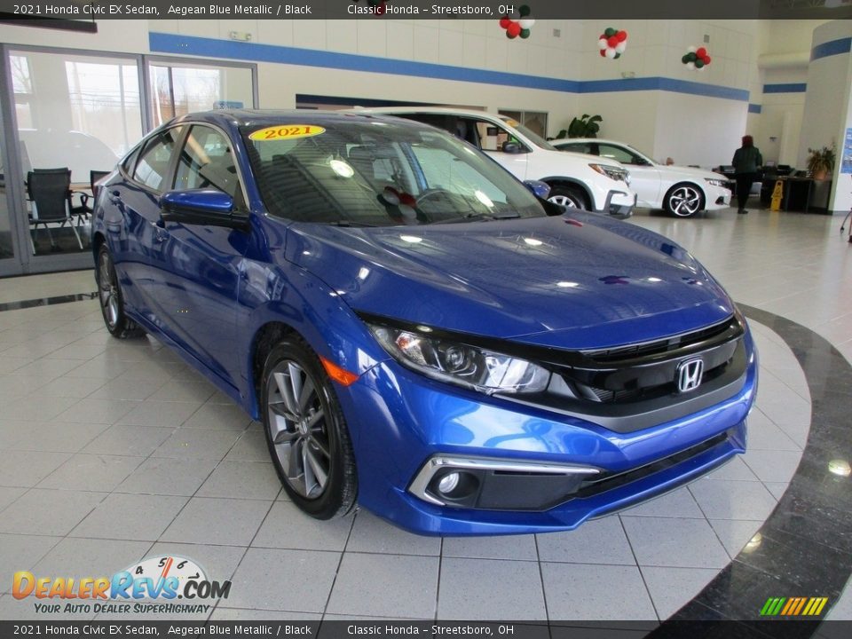 2021 Honda Civic EX Sedan Aegean Blue Metallic / Black Photo #4