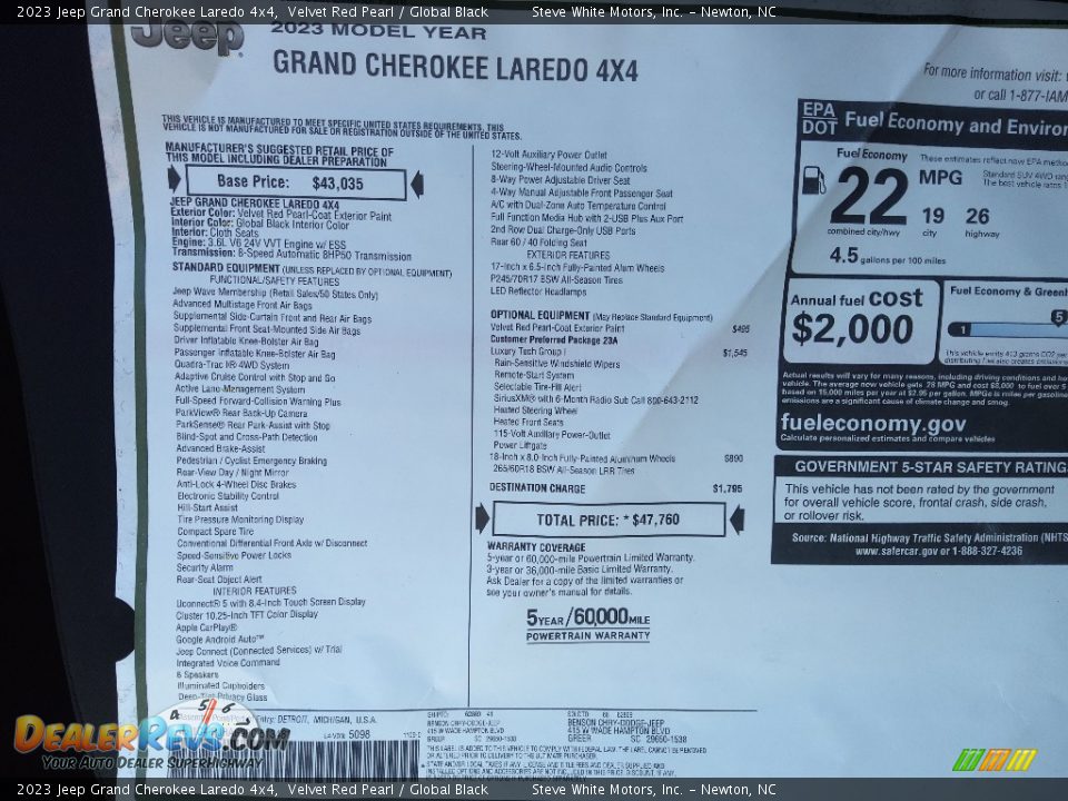 2023 Jeep Grand Cherokee Laredo 4x4 Window Sticker Photo #28