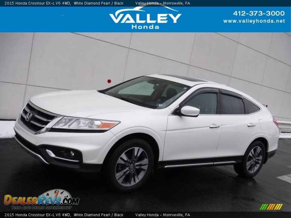 2015 Honda Crosstour EX-L V6 4WD White Diamond Pearl / Black Photo #1