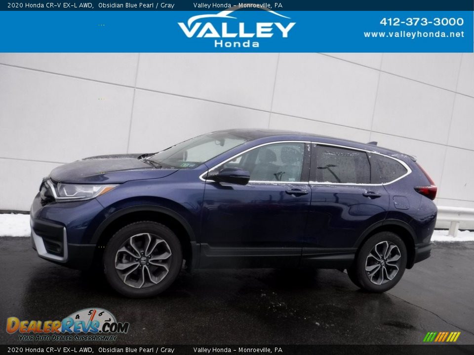 2020 Honda CR-V EX-L AWD Obsidian Blue Pearl / Gray Photo #2