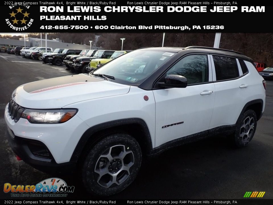 2022 Jeep Compass Trailhawk 4x4 Bright White / Black/Ruby Red Photo #1