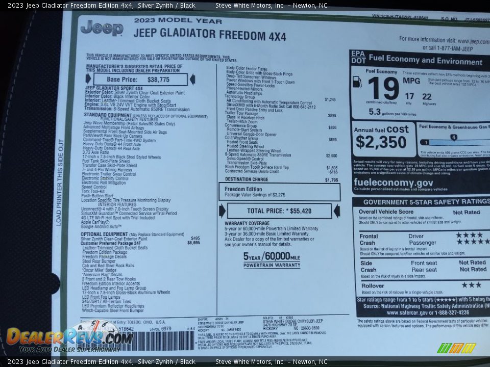 2023 Jeep Gladiator Freedom Edition 4x4 Silver Zynith / Black Photo #28