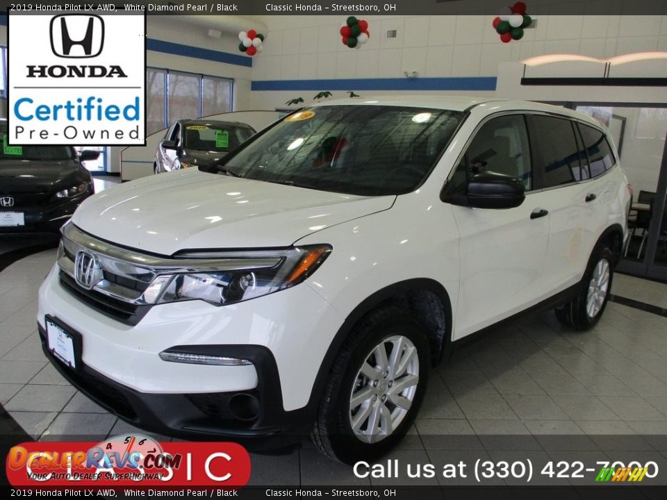 2019 Honda Pilot LX AWD White Diamond Pearl / Black Photo #1