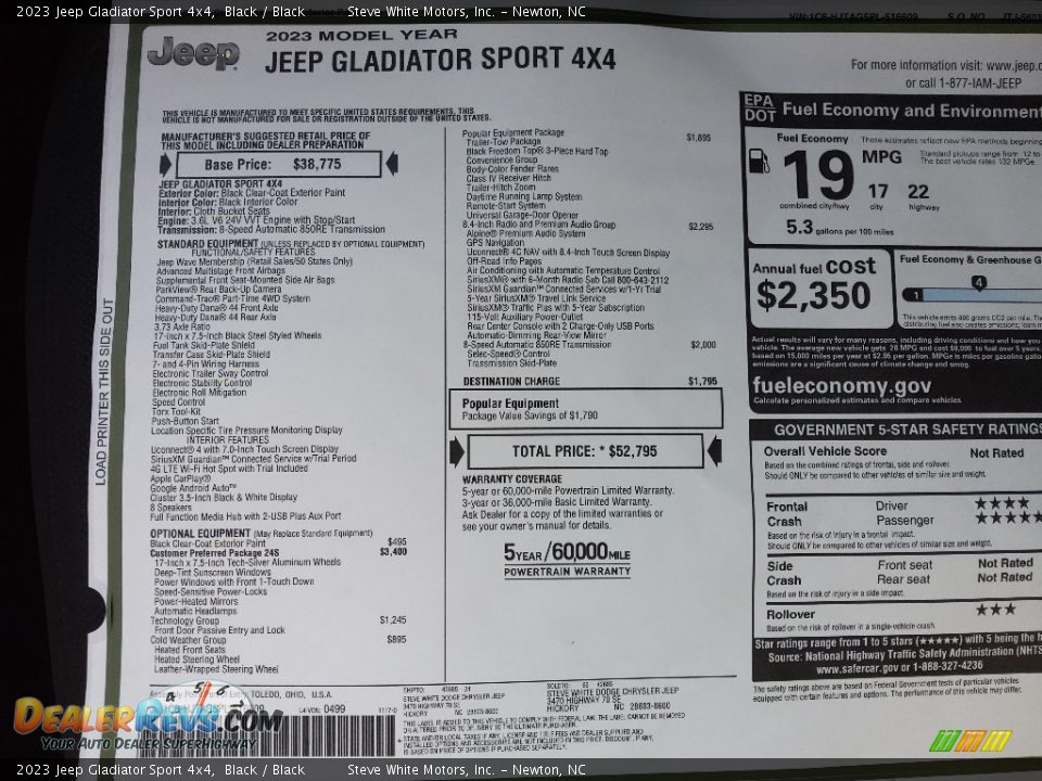 2023 Jeep Gladiator Sport 4x4 Black / Black Photo #31