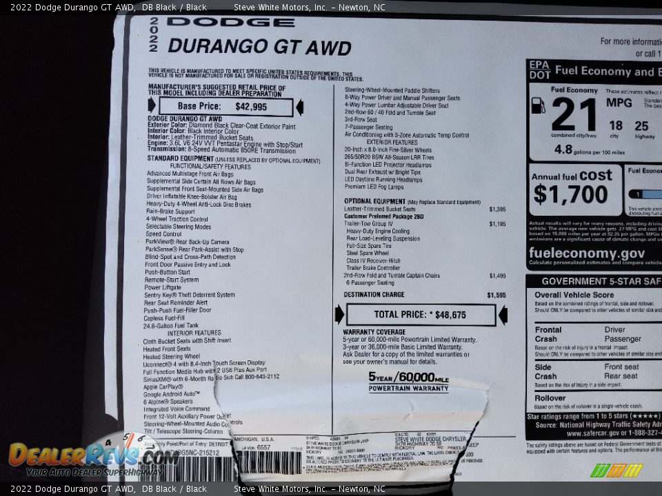 2022 Dodge Durango GT AWD DB Black / Black Photo #29