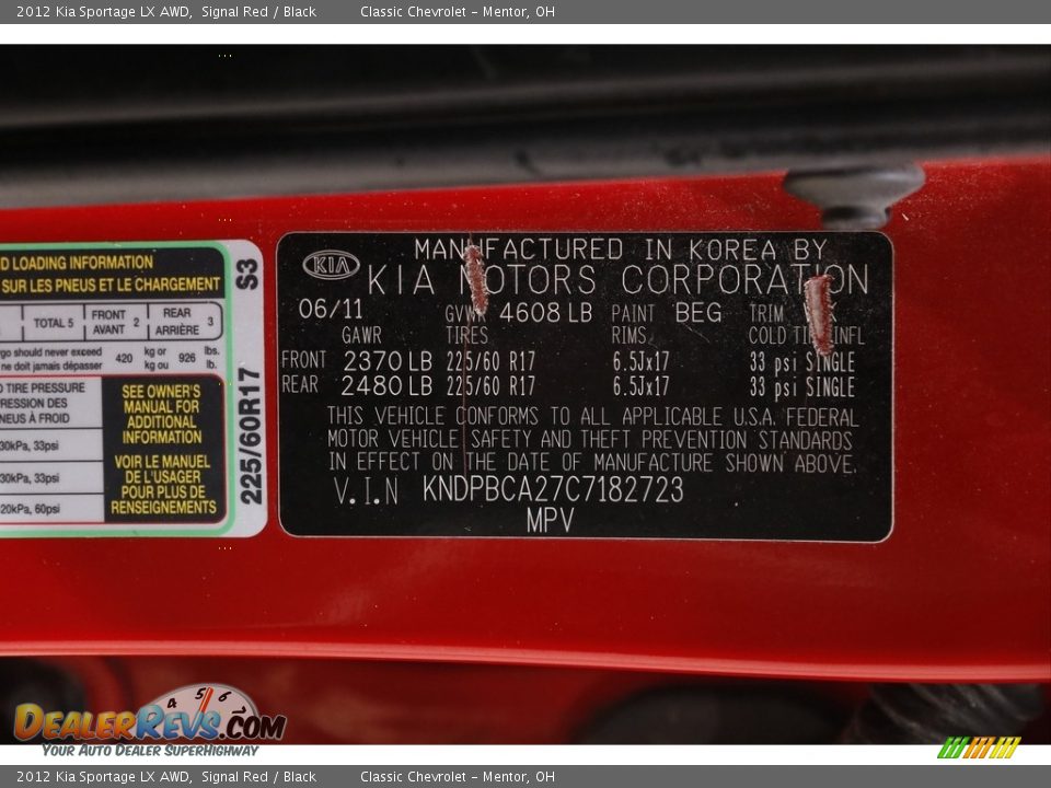 2012 Kia Sportage LX AWD Signal Red / Black Photo #20