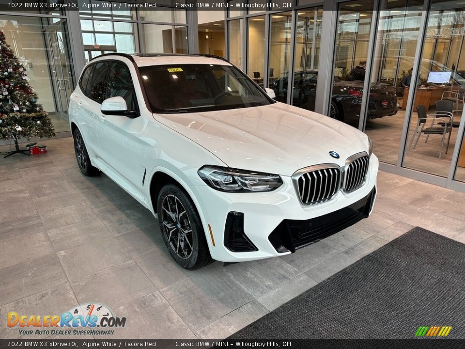 2022 BMW X3 xDrive30i Alpine White / Tacora Red Photo #1