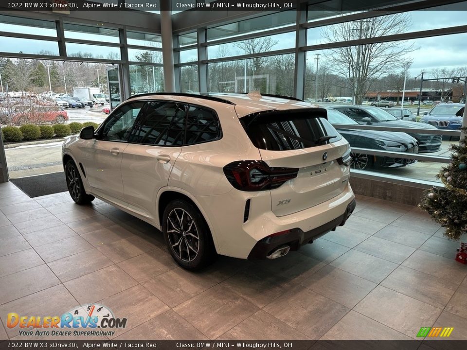 2022 BMW X3 xDrive30i Alpine White / Tacora Red Photo #2