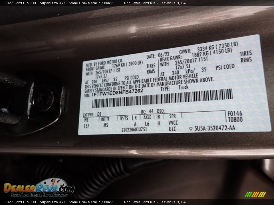 2022 Ford F150 XLT SuperCrew 4x4 Stone Gray Metallic / Black Photo #20