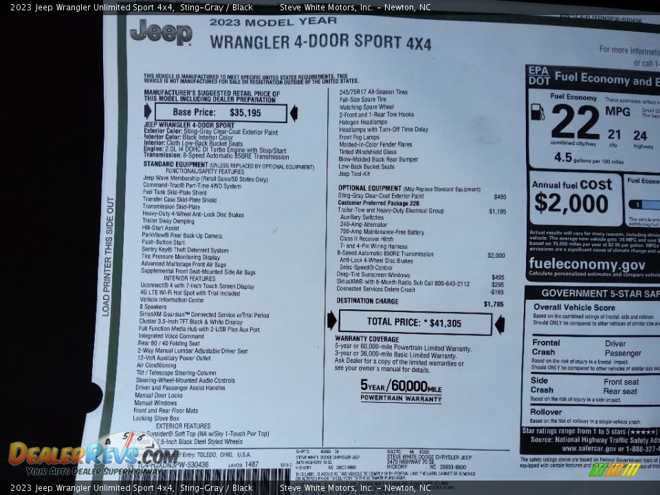 2023 Jeep Wrangler Unlimited Sport 4x4 Sting-Gray / Black Photo #26