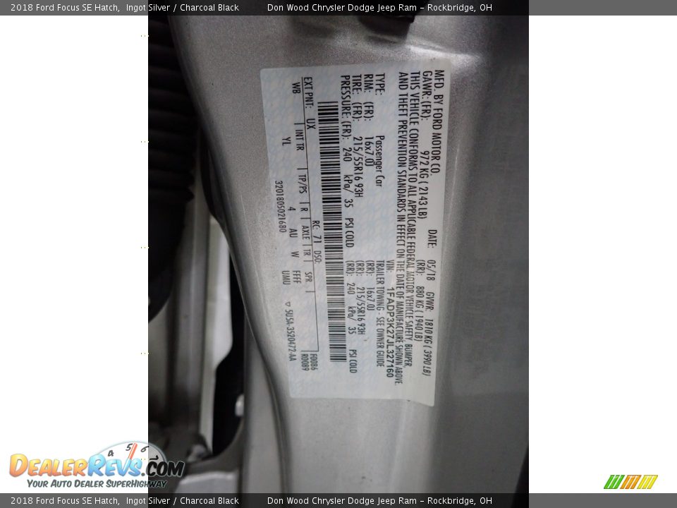 2018 Ford Focus SE Hatch Ingot Silver / Charcoal Black Photo #31