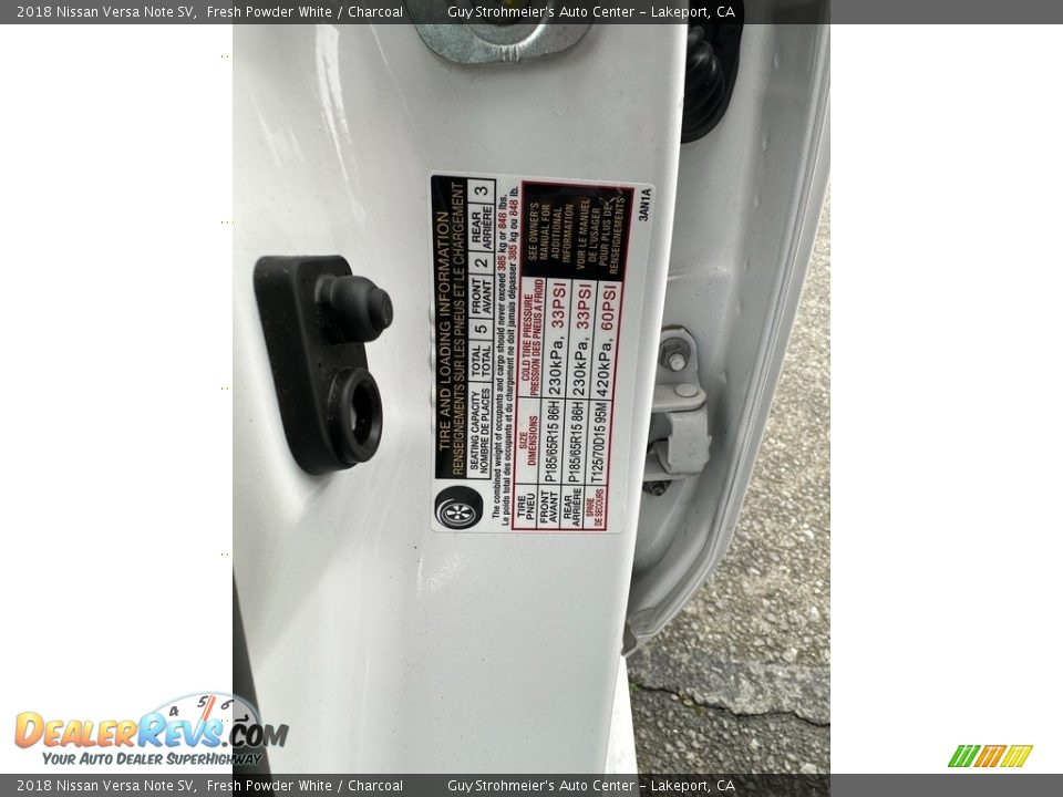 Info Tag of 2018 Nissan Versa Note SV Photo #7