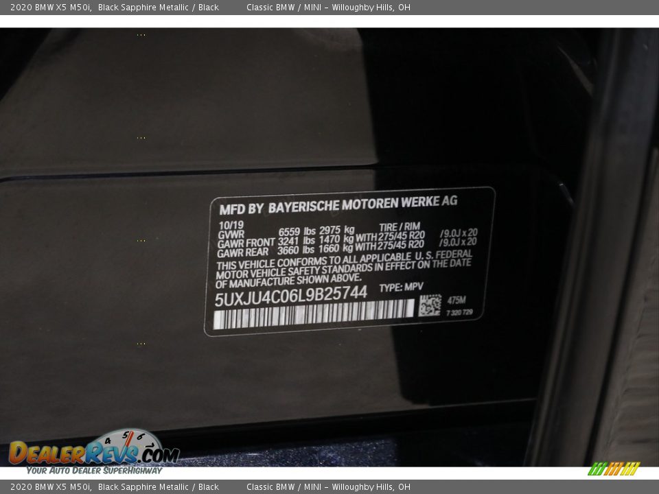 2020 BMW X5 M50i Black Sapphire Metallic / Black Photo #25
