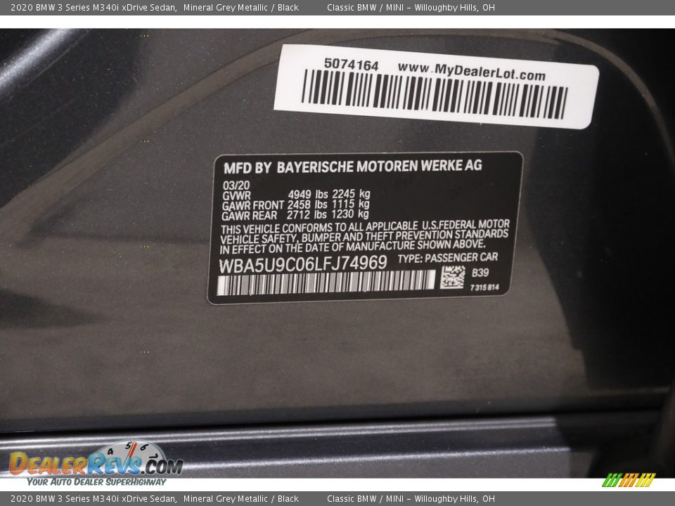 2020 BMW 3 Series M340i xDrive Sedan Mineral Grey Metallic / Black Photo #24