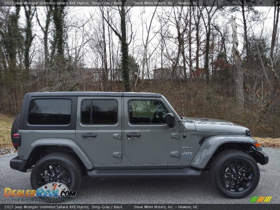 2023 Jeep Wrangler Unlimited Sahara 4XE Hybrid Sting-Gray / Black Photo #6