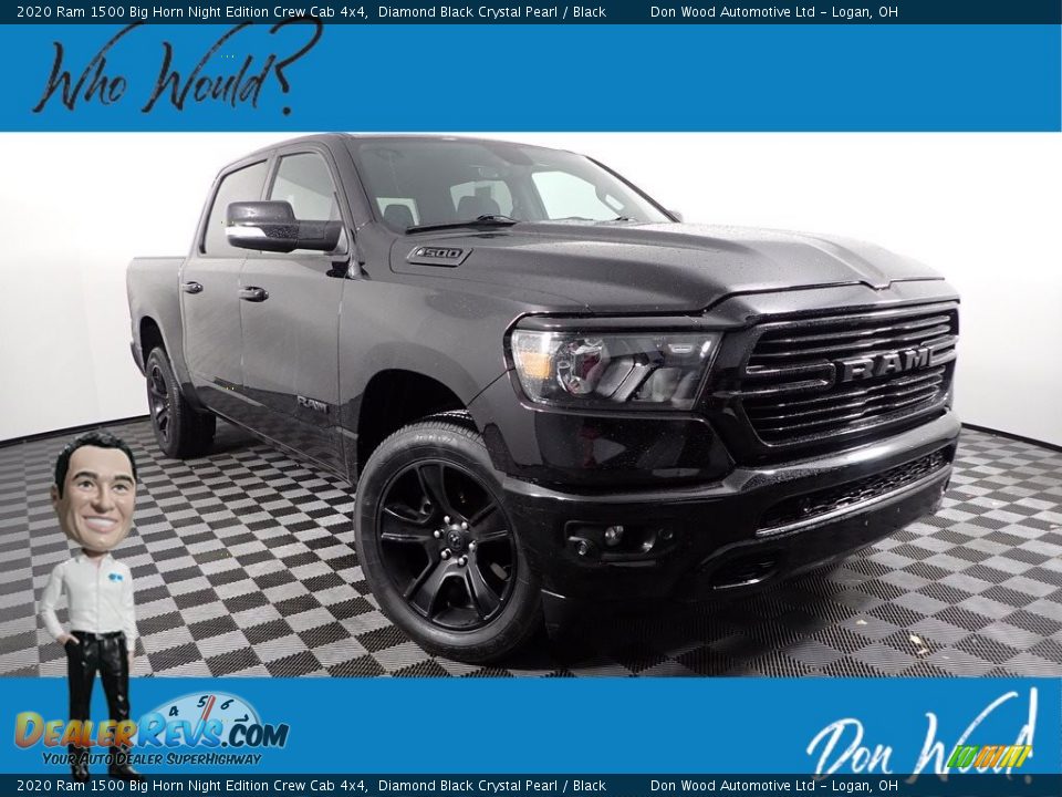 2020 Ram 1500 Big Horn Night Edition Crew Cab 4x4 Diamond Black Crystal Pearl / Black Photo #1