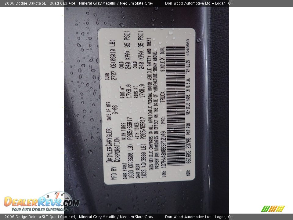 2006 Dodge Dakota SLT Quad Cab 4x4 Mineral Gray Metallic / Medium Slate Gray Photo #29