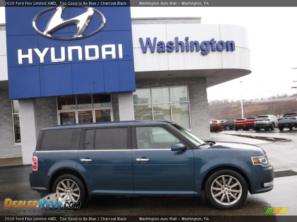 2016 Ford Flex Limited AWD Too Good to Be Blue / Charcoal Black Photo #2