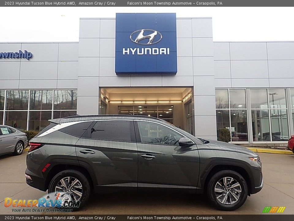 Amazon Gray 2023 Hyundai Tucson Blue Hybrid AWD Photo #1