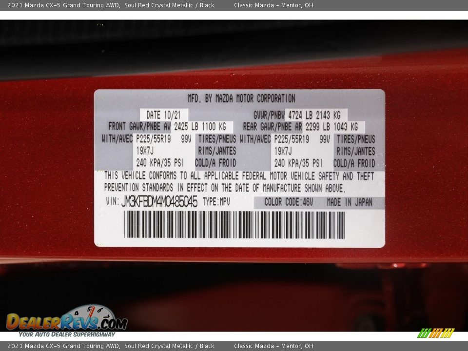 2021 Mazda CX-5 Grand Touring AWD Soul Red Crystal Metallic / Black Photo #22