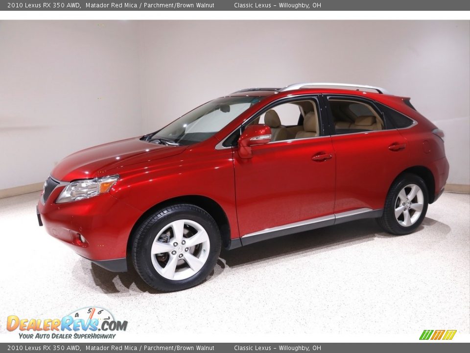 2010 Lexus RX 350 AWD Matador Red Mica / Parchment/Brown Walnut Photo #3