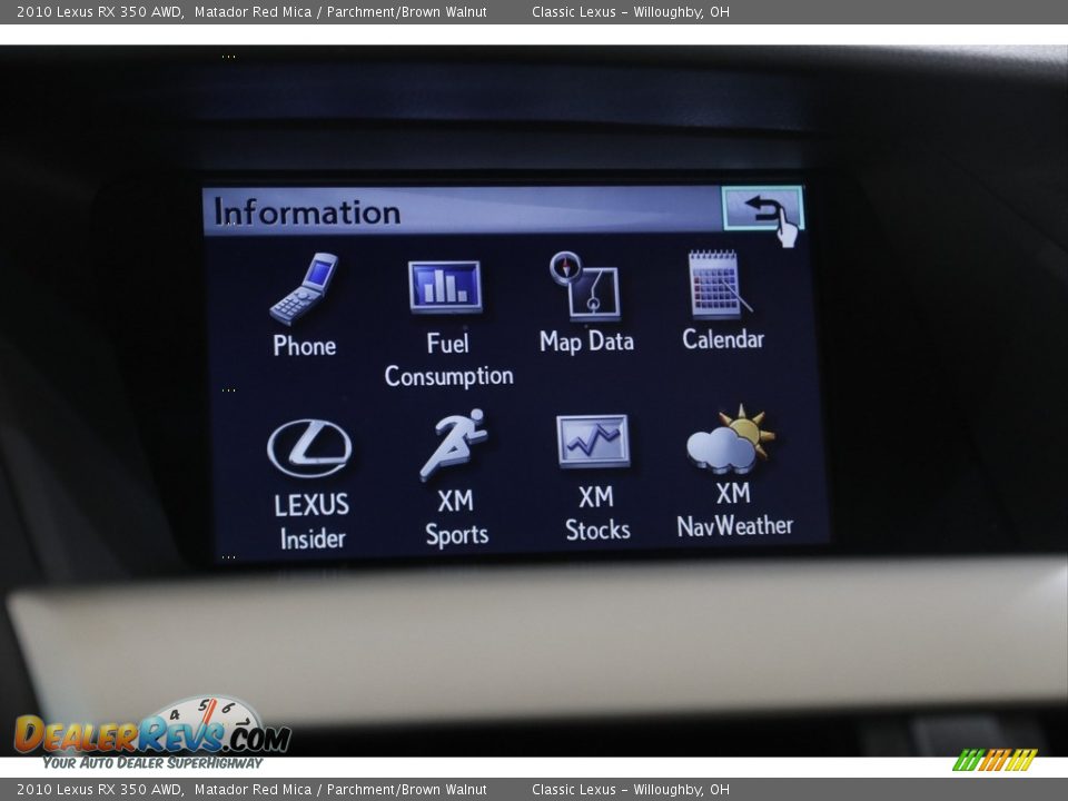 2010 Lexus RX 350 AWD Matador Red Mica / Parchment/Brown Walnut Photo #13