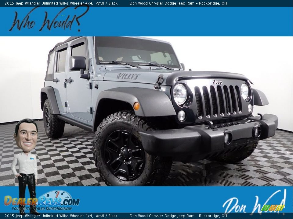 2015 Jeep Wrangler Unlimited Willys Wheeler 4x4 Anvil / Black Photo #1