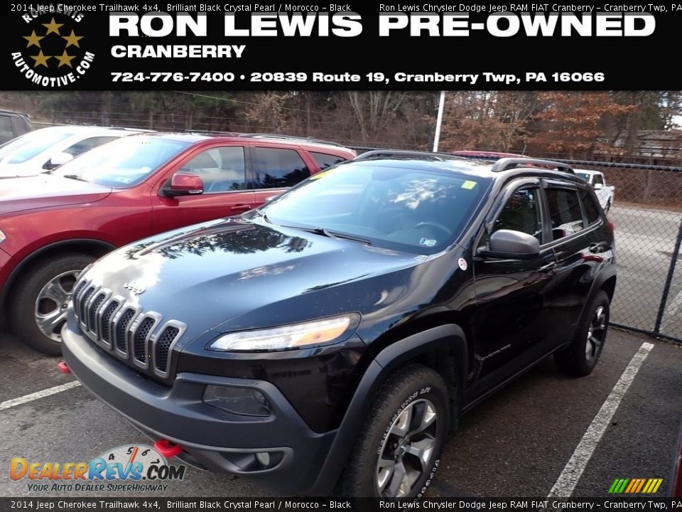 2014 Jeep Cherokee Trailhawk 4x4 Brilliant Black Crystal Pearl / Morocco - Black Photo #1