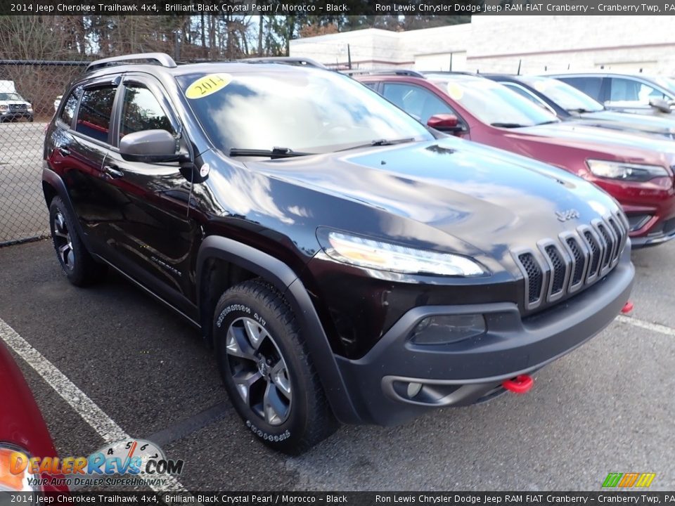 2014 Jeep Cherokee Trailhawk 4x4 Brilliant Black Crystal Pearl / Morocco - Black Photo #4