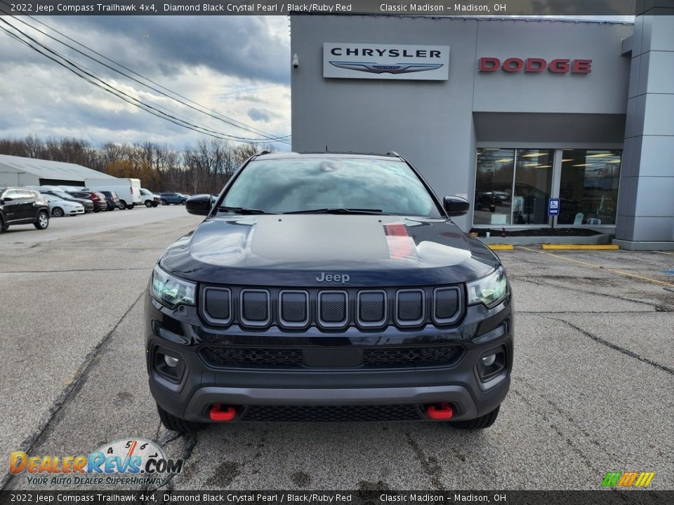 2022 Jeep Compass Trailhawk 4x4 Diamond Black Crystal Pearl / Black/Ruby Red Photo #7