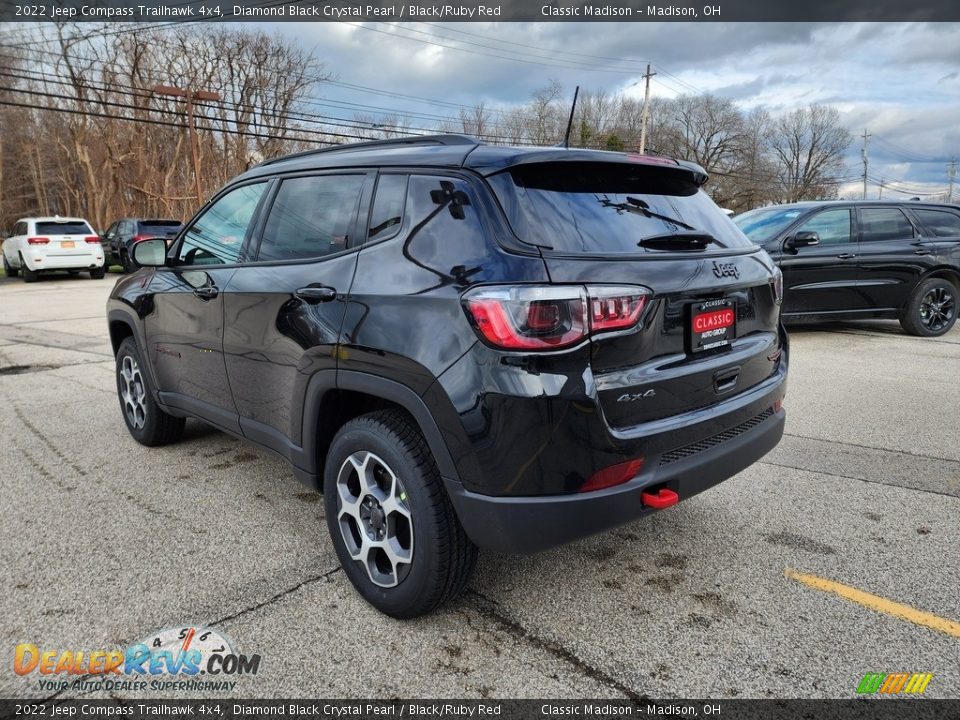 2022 Jeep Compass Trailhawk 4x4 Diamond Black Crystal Pearl / Black/Ruby Red Photo #9