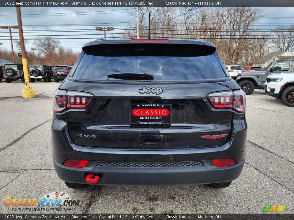 2022 Jeep Compass Trailhawk 4x4 Diamond Black Crystal Pearl / Black/Ruby Red Photo #10