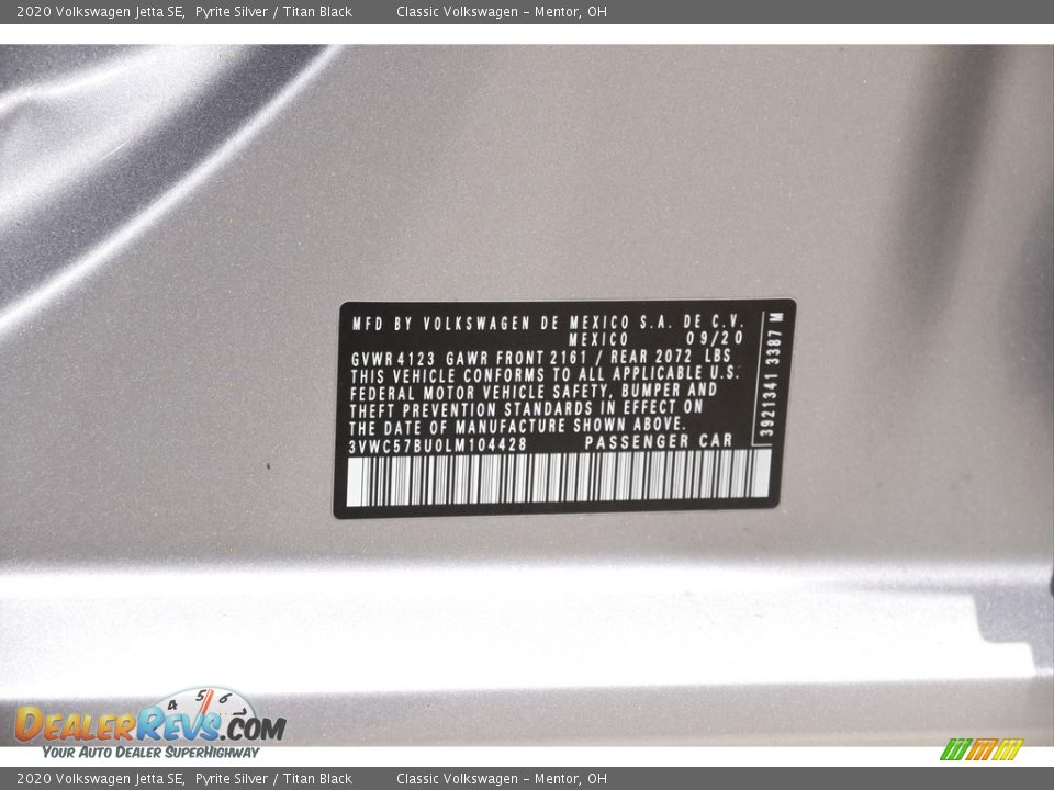 2020 Volkswagen Jetta SE Pyrite Silver / Titan Black Photo #20