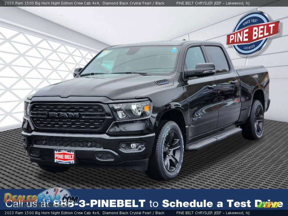 2023 Ram 1500 Big Horn Night Edition Crew Cab 4x4 Diamond Black Crystal Pearl / Black Photo #1