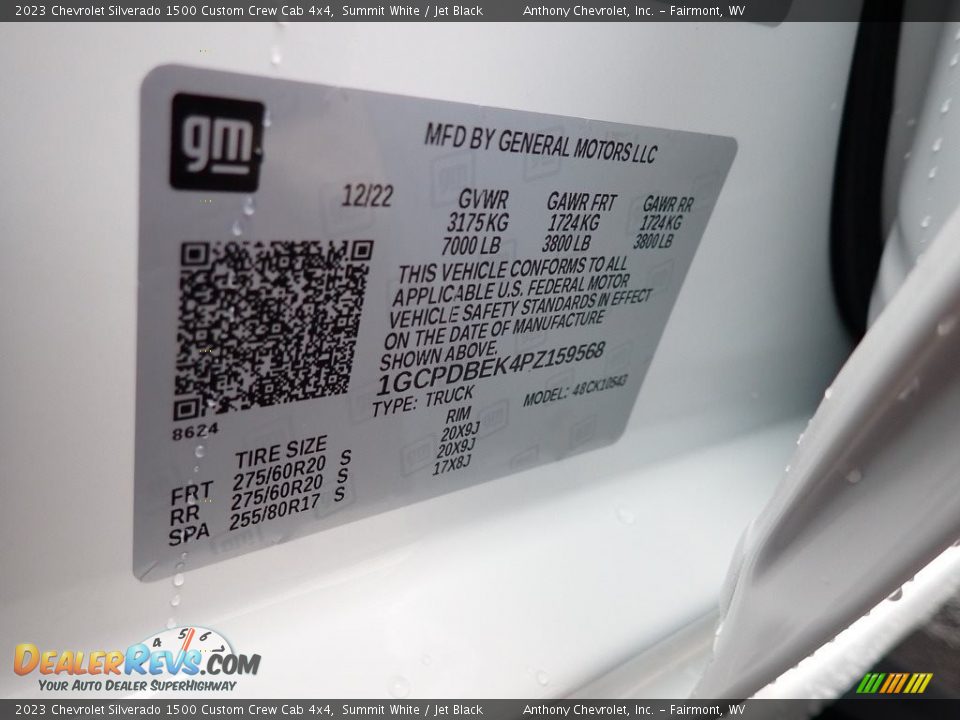 2023 Chevrolet Silverado 1500 Custom Crew Cab 4x4 Summit White / Jet Black Photo #15