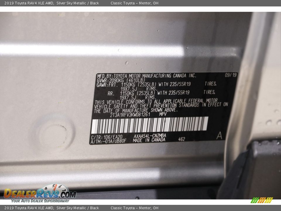 2019 Toyota RAV4 XLE AWD Silver Sky Metallic / Black Photo #21