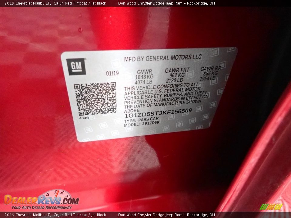2019 Chevrolet Malibu LT Cajun Red Tintcoat / Jet Black Photo #31