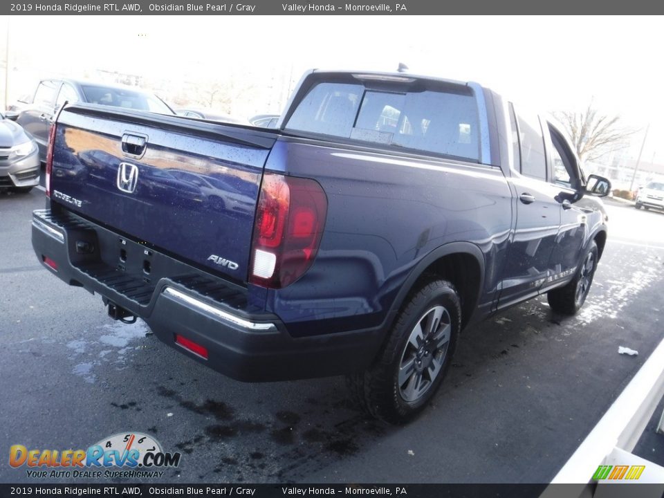 2019 Honda Ridgeline RTL AWD Obsidian Blue Pearl / Gray Photo #7