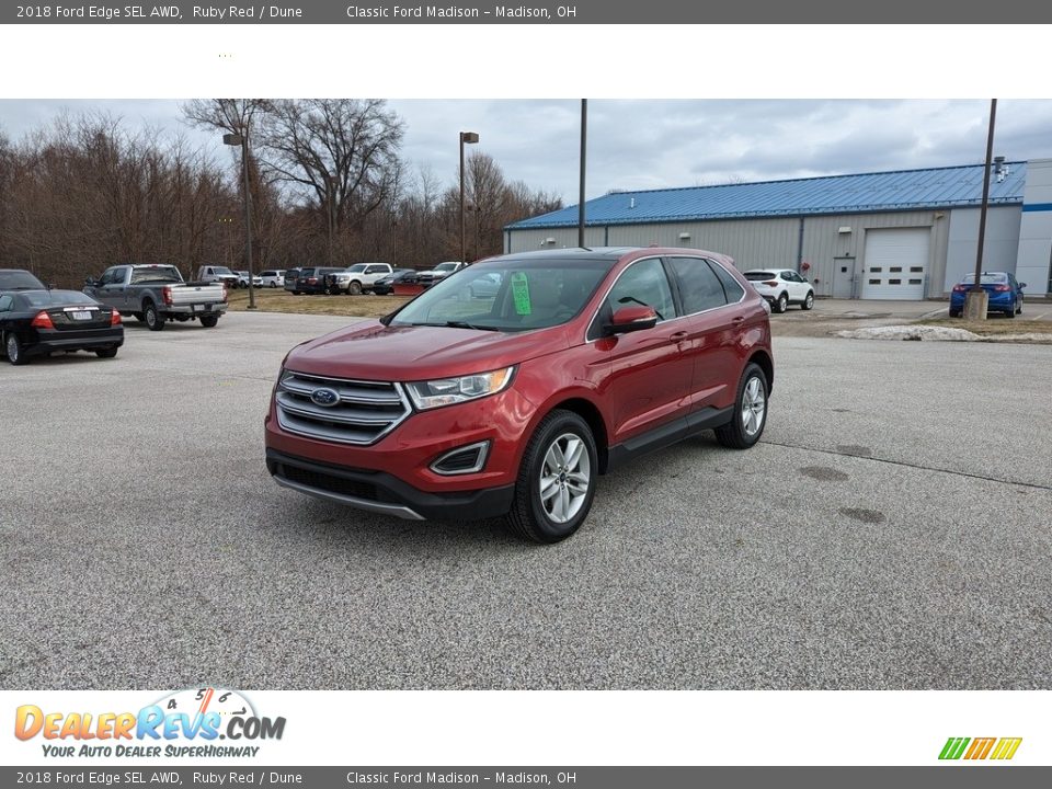 2018 Ford Edge SEL AWD Ruby Red / Dune Photo #1
