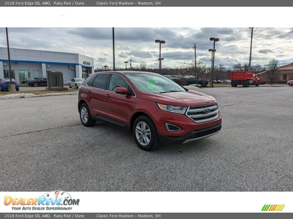 2018 Ford Edge SEL AWD Ruby Red / Dune Photo #5