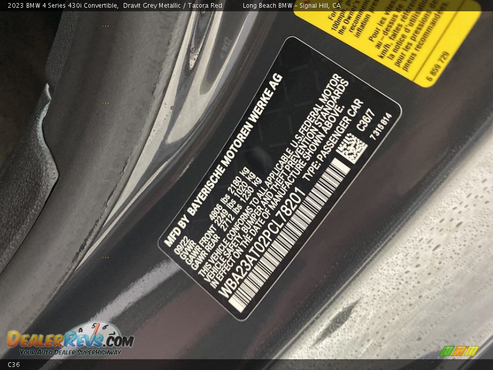 BMW Color Code C36 Dravit Grey Metallic