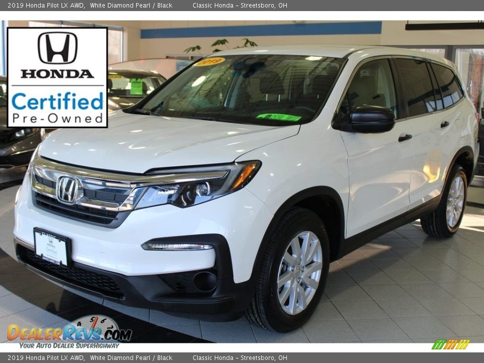 2019 Honda Pilot LX AWD White Diamond Pearl / Black Photo #1