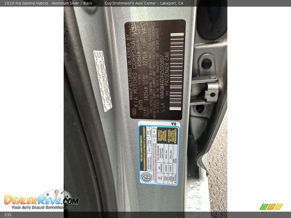 Kia Color Code C3S Aluminum Silver