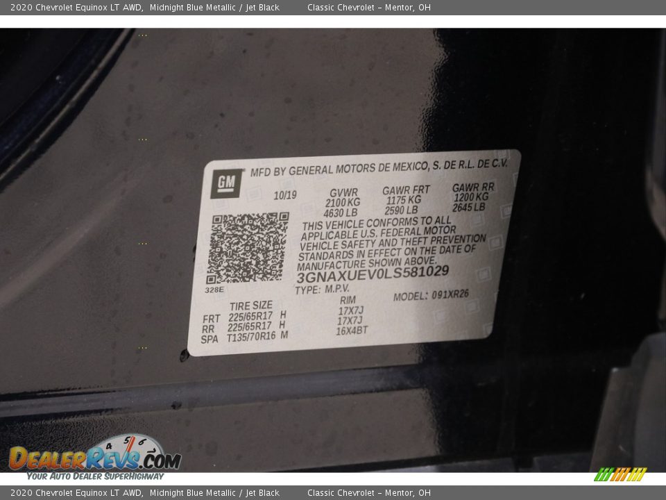 2020 Chevrolet Equinox LT AWD Midnight Blue Metallic / Jet Black Photo #21